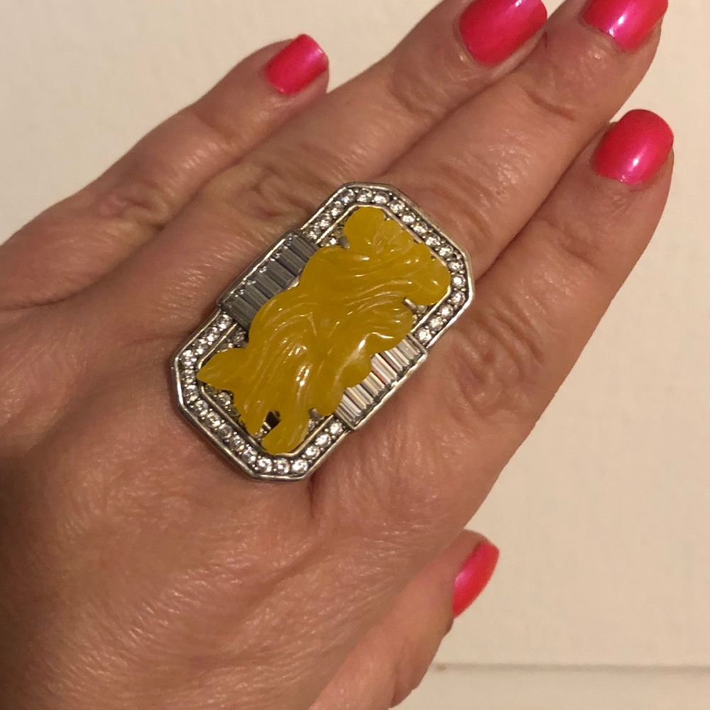 Jade Of Yesterday Big CZ Sterling Cocktail Ring